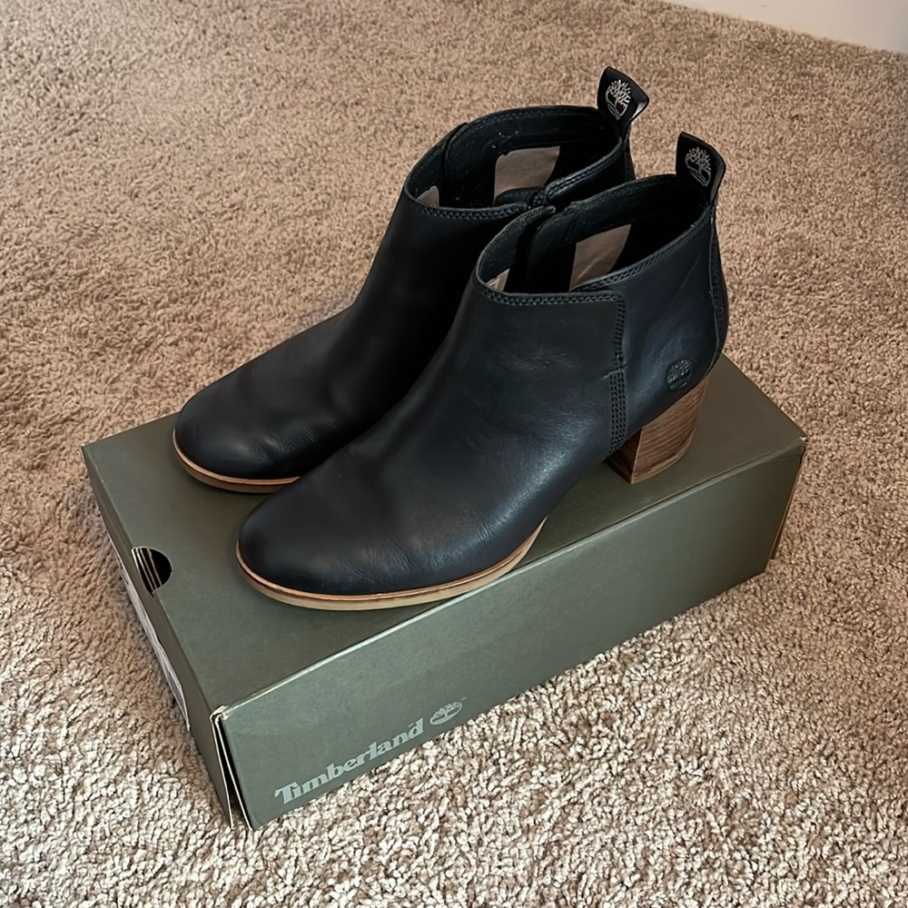 Timberland Eleonor Street Ankle Boot Black Full Grain Leather Women’s Size 9.5M